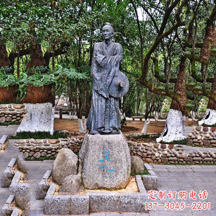 八大山人銅雕塑像-中國(guó)古代歷史名人著名畫(huà)家朱耷雕像