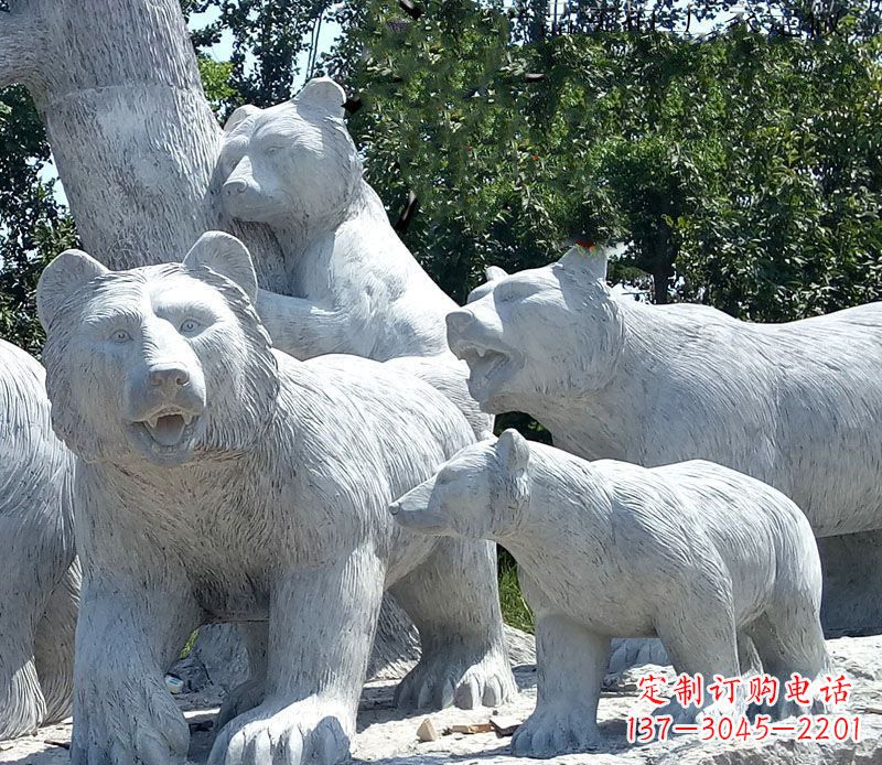 優(yōu)雅神秘的北極熊石雕大理石動物雕塑