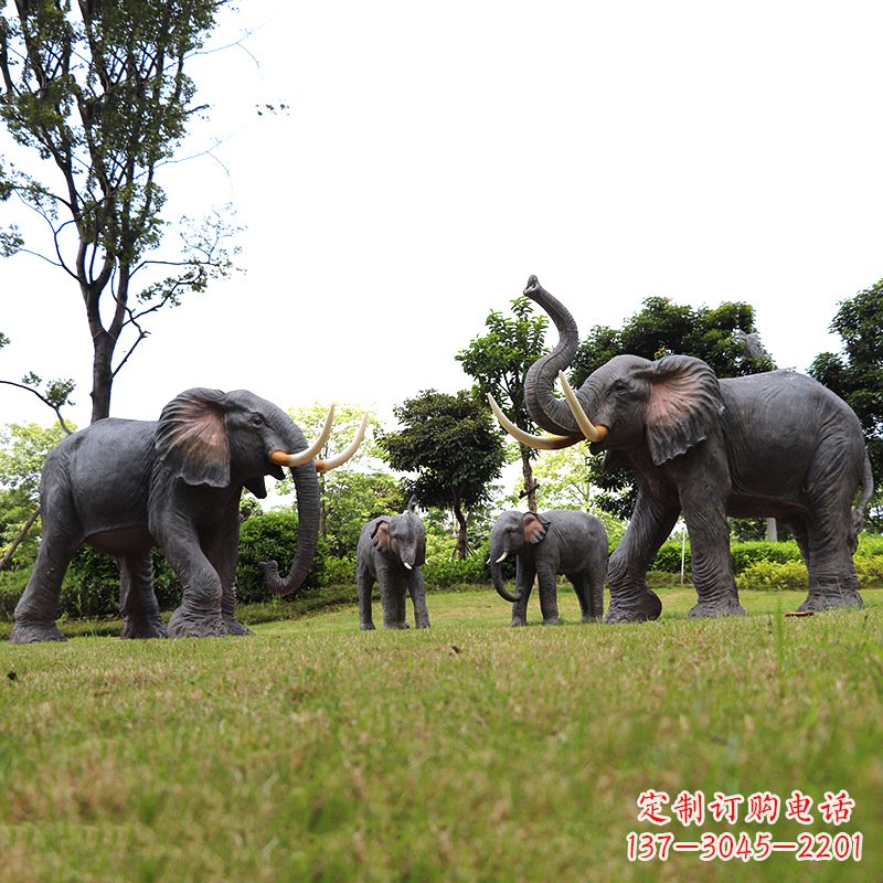 玻璃鋼大象仿真大象雕塑-公園景區(qū)園林裝飾動物擺件