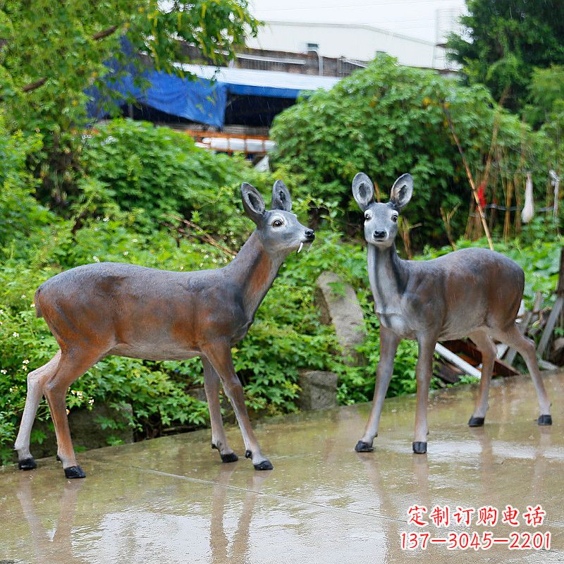 玻璃鋼仿真鹿雕塑-農(nóng)家院動物擺件