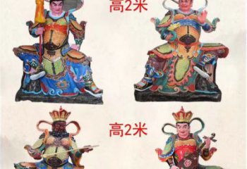 玻璃鋼彩繪四大天王雕塑宏偉壯觀的藝術(shù)珍品