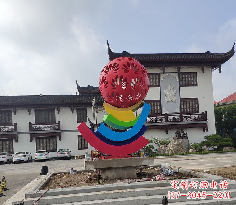 不銹鋼彩繪城市鏤空球 