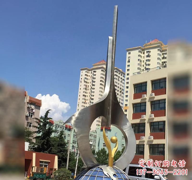 不銹鋼城市景觀崛起雕塑