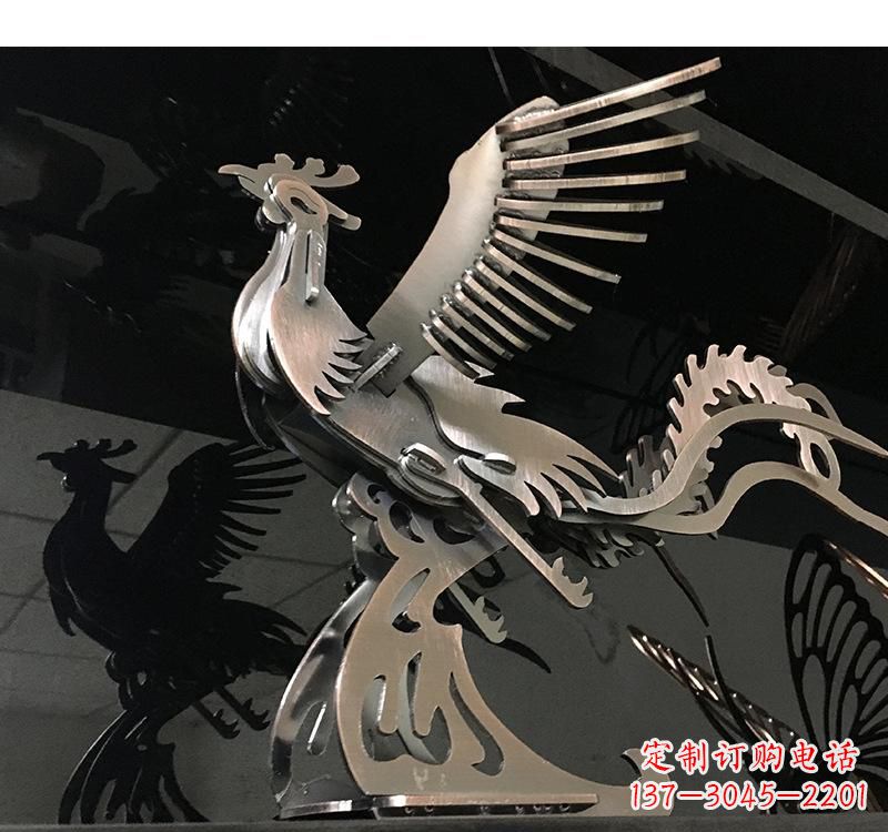 不銹鋼鳳凰雕塑精美的藝術(shù)品