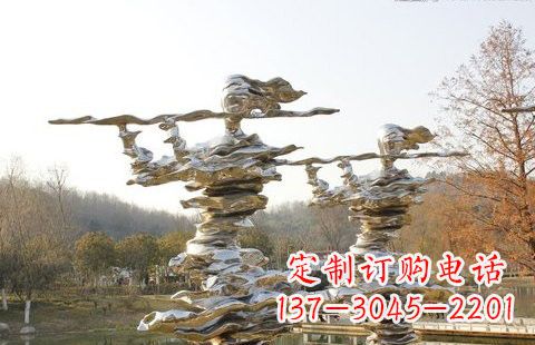 不銹鋼抽象吹笛子人物雕塑