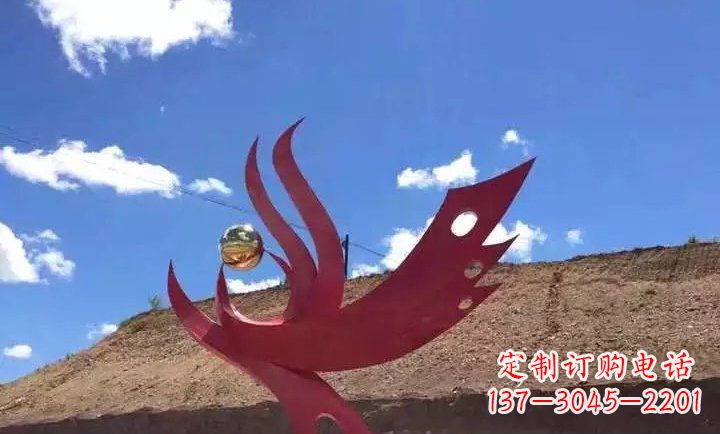 不銹鋼抽象鳥廣場雕塑 (2)