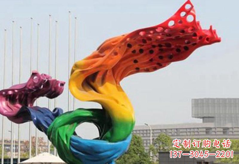 不銹鋼抽象絲綢景觀雕塑