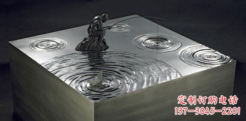 不銹鋼獨(dú)釣一方景觀雕塑