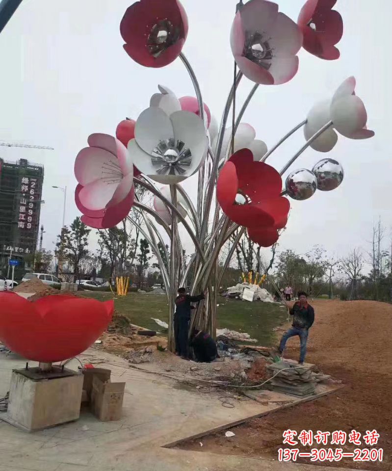 不銹鋼繁花似錦雕塑大型廣場景觀雕塑