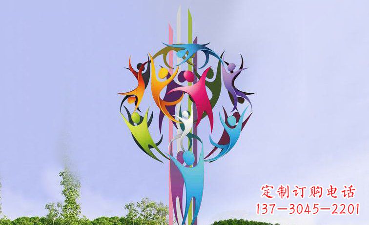 不銹鋼公園抽象人物雕塑 (2)