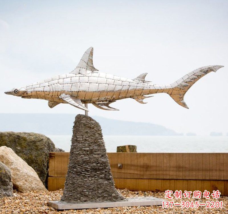 不銹鋼公園動物鯊魚雕塑