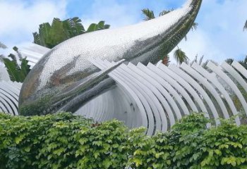 海豚雕塑鏡面鯨魚創(chuàng)意動物景觀