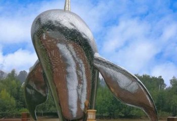 大型海邊公園水景動物雕塑——不銹鋼鯨魚