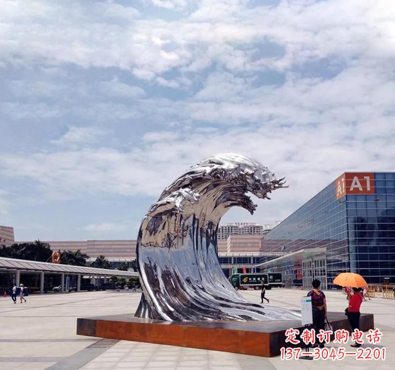 不銹鋼拋光海浪雕塑