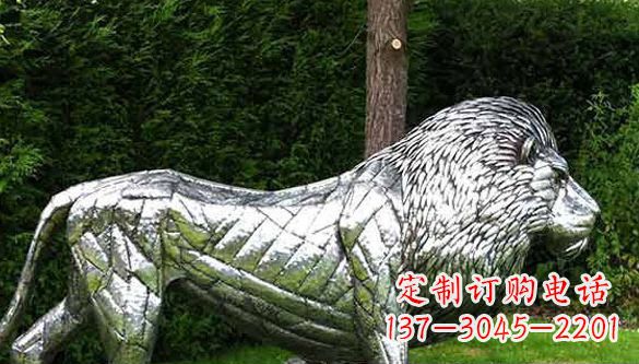 不銹鋼獅子動(dòng)物雕塑