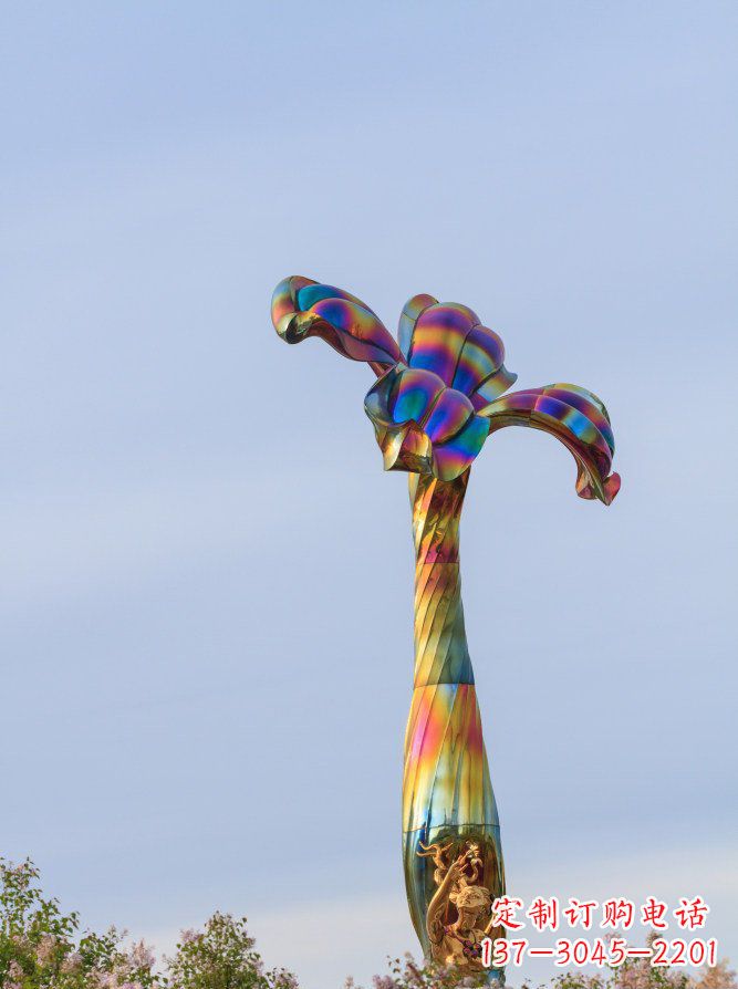 不銹鋼五彩花朵公園景觀雕塑