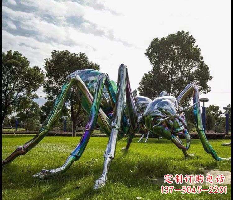 不銹鋼蜘蛛公園動物雕塑