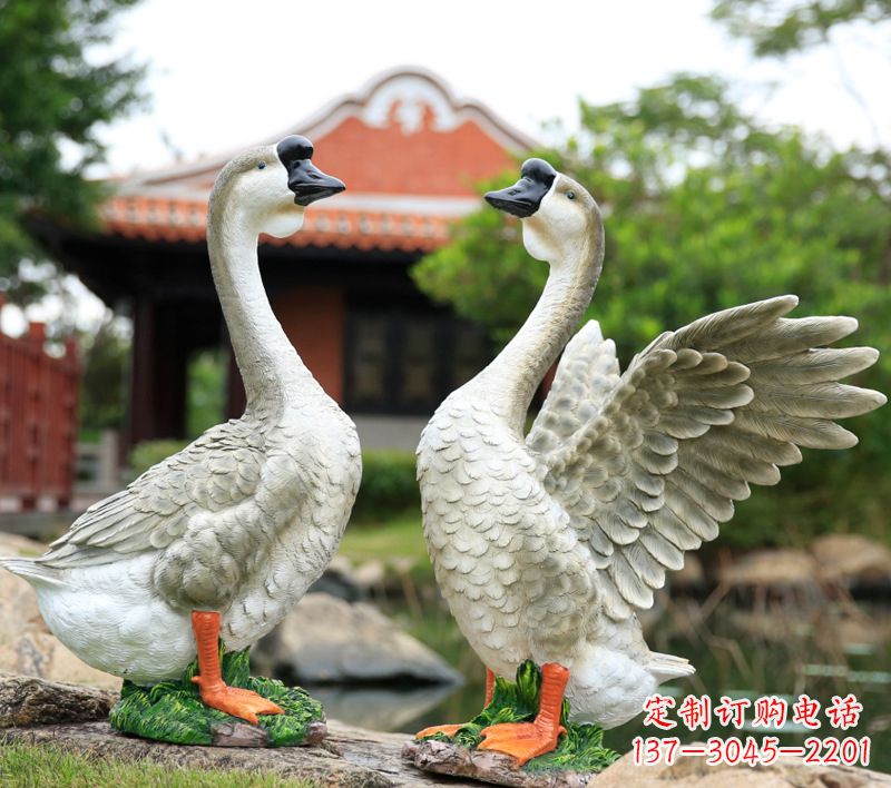 池塘水景仿真鵝雕塑