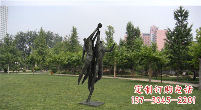 抽象打籃球人物銅雕
