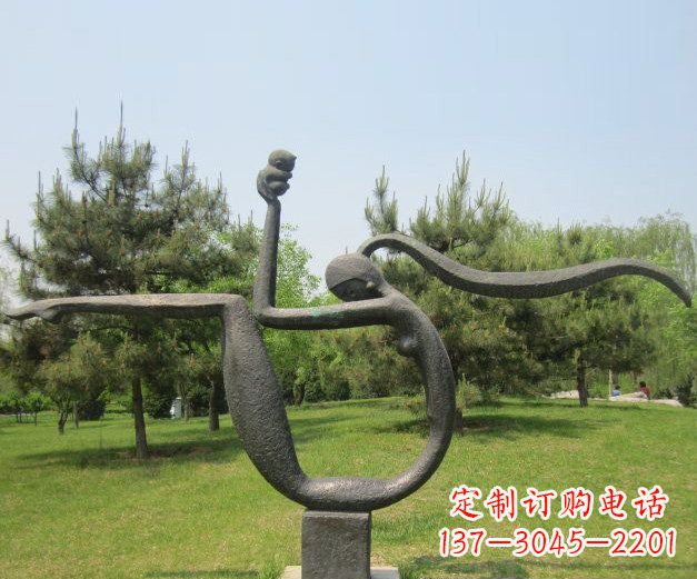 抽象母子公園景觀銅雕擺件