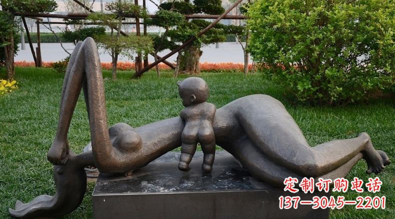 抽象母子銅雕