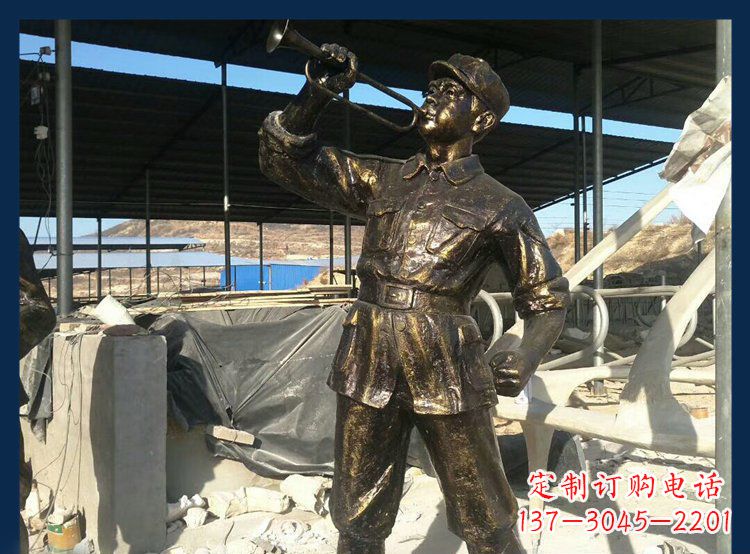 沖鋒號雕塑永遠記住八路軍