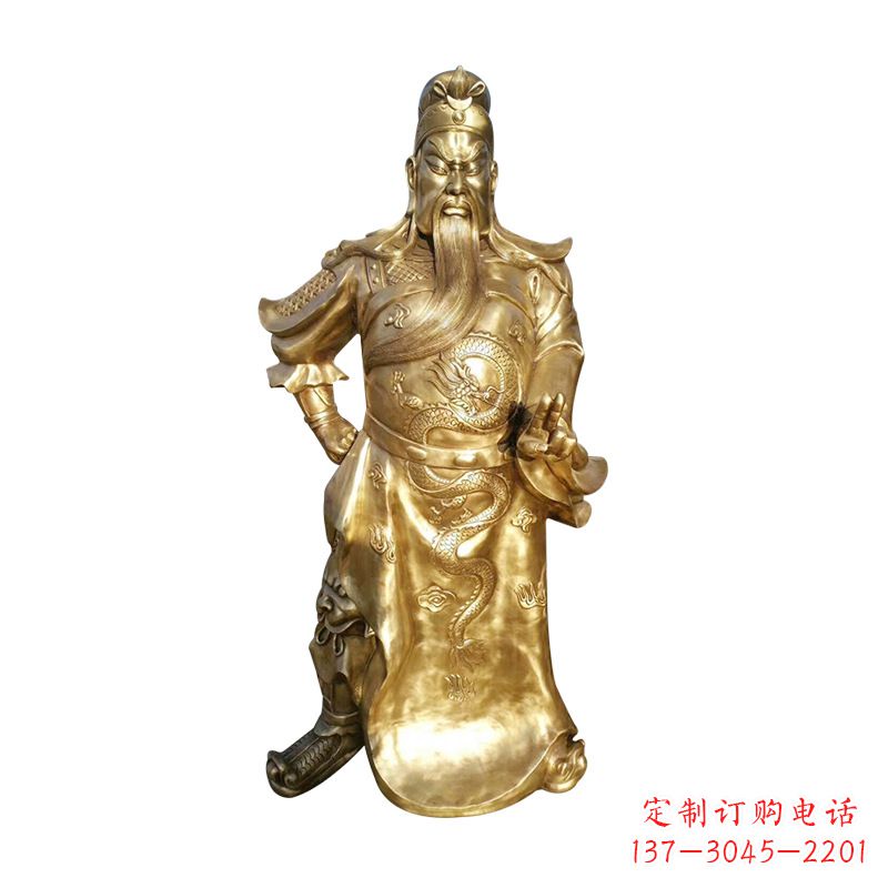 純銅三國名將武圣關(guān)羽雕塑擺件