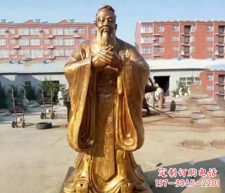 純銅校園古代孔子人物銅雕塑