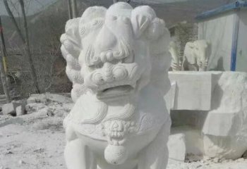 獅子雕塑踩繡球石獅子寺廟的獨特景觀