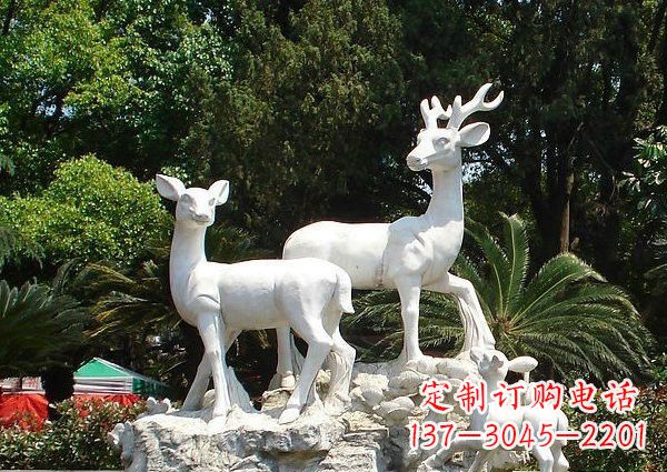 大理石公園動(dòng)物小鹿石雕