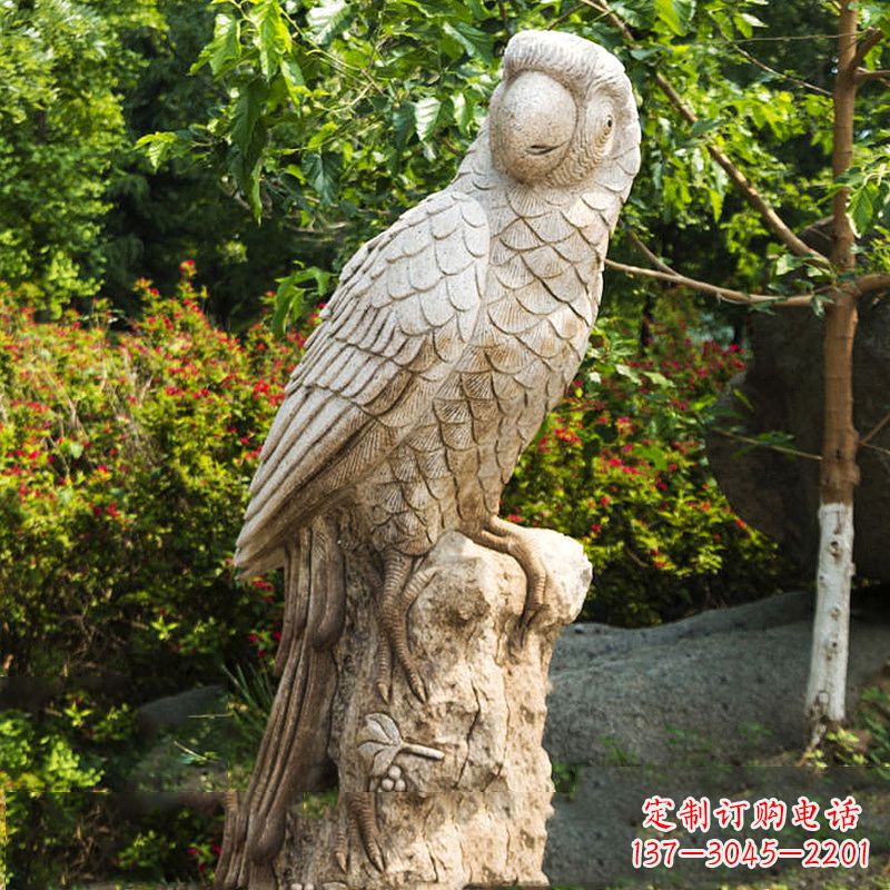 大理石鸚鵡雕塑-公園院落動物雕塑擺件