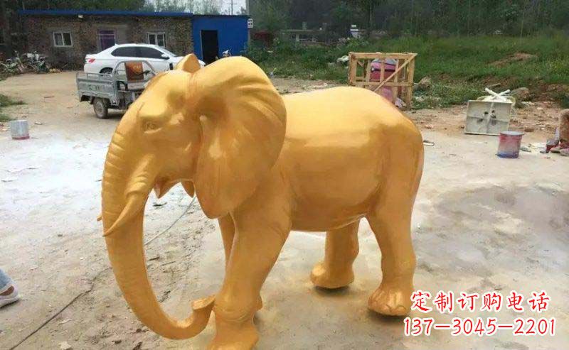 大象玻璃鋼仿銅動物雕塑