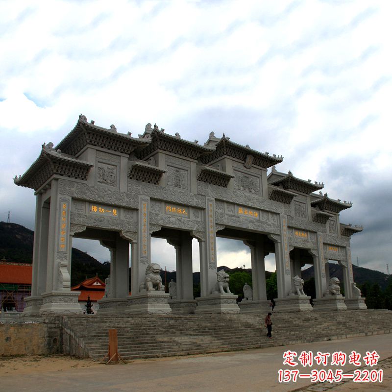 大型寺廟五門石雕牌樓