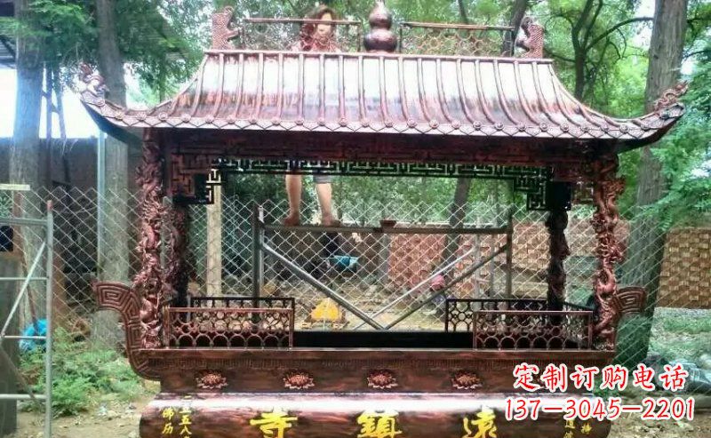 方形/寺廟/香爐/銅雕-方形寺廟香爐銅雕 (4)