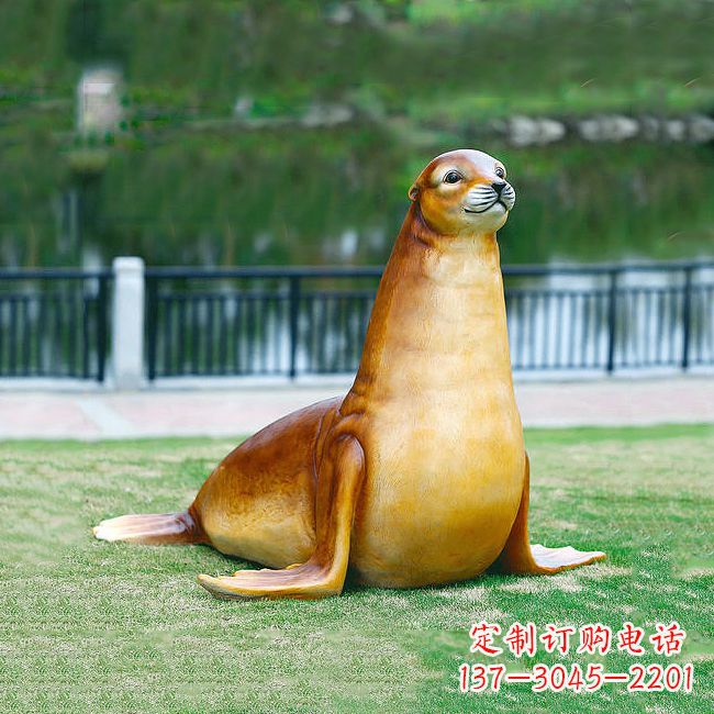 仿真海豹玻璃鋼海洋動物雕塑-園林水景動物擺件