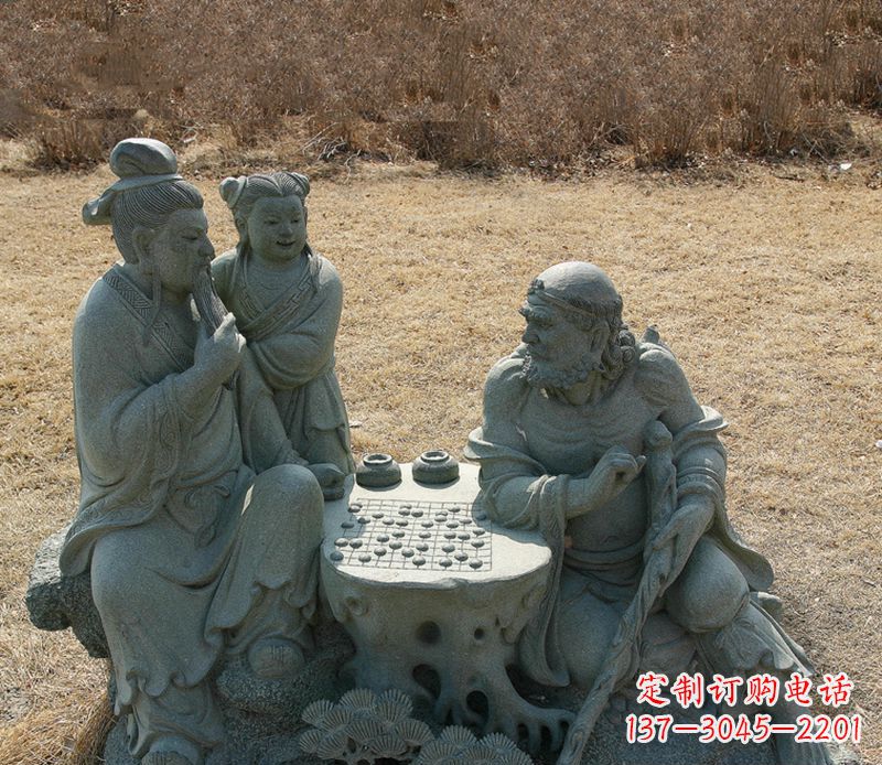 公園八仙下棋小品銅雕