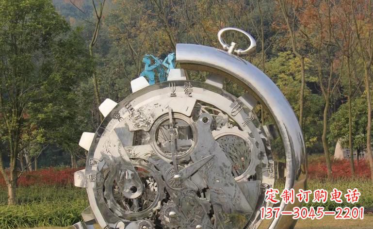 公園不銹鋼機械表雕塑