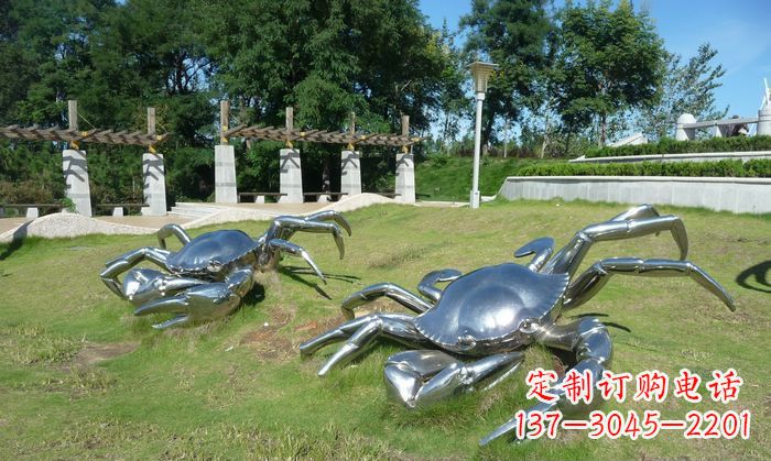 公園不銹鋼螃蟹雕塑