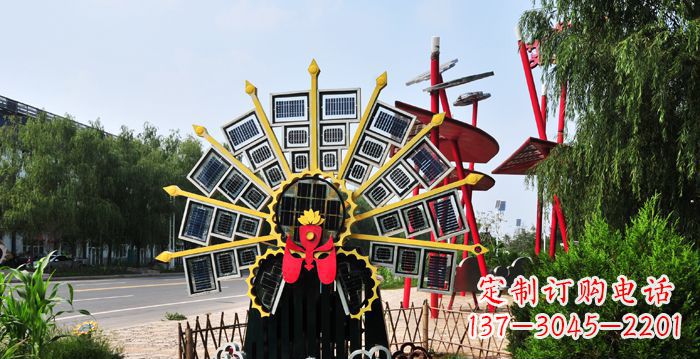 公園彩色不銹鋼太陽(yáng)神臉譜雕塑