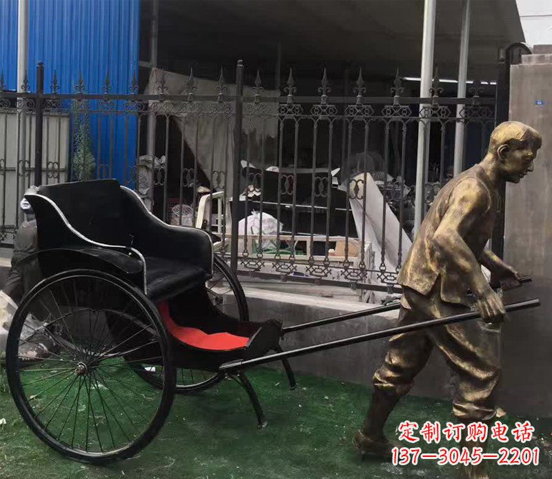 公園車夫人物銅雕