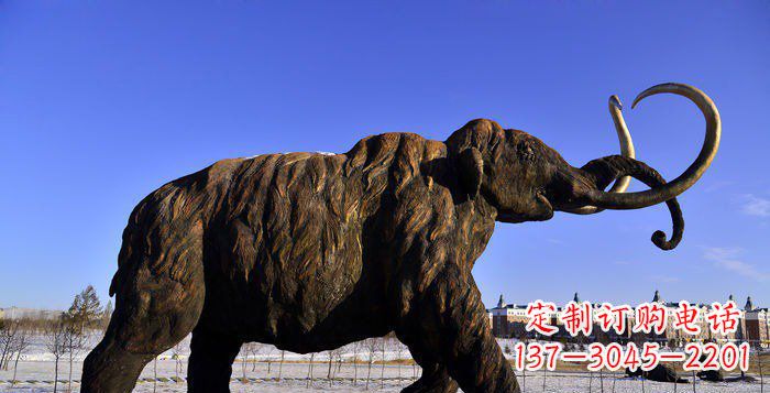 公園抽象大象動物銅雕 (2)