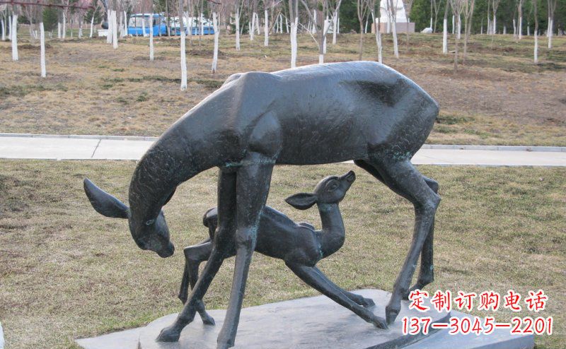 公園/抽象/母子/動(dòng)物/銅雕-公園抽象母子鹿動(dòng)物銅雕 (2)