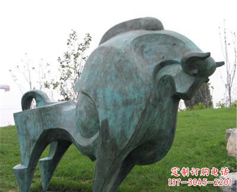 公園抽象牛動(dòng)物銅雕 (2)