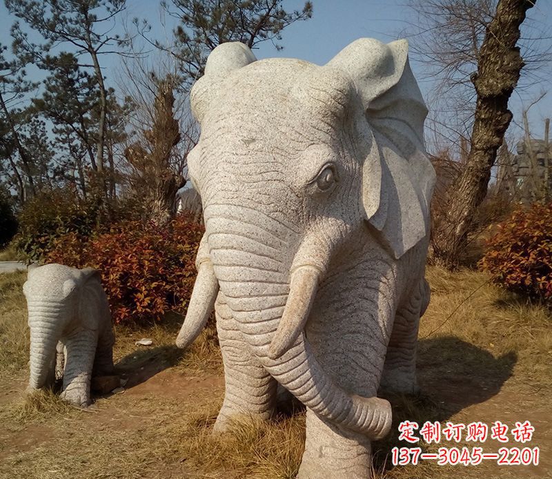 公園大理石大象動(dòng)物石雕 (2)