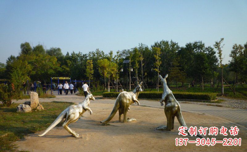 公園袋鼠動(dòng)物銅雕 (3)