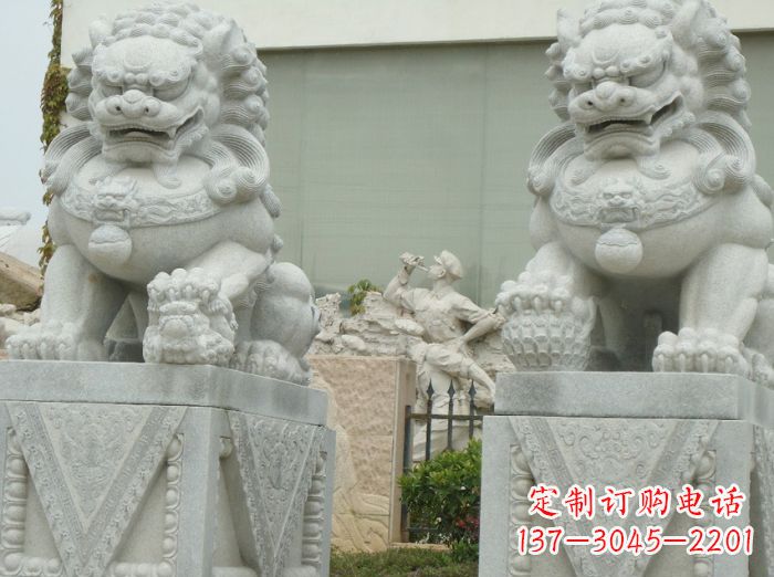 公園動(dòng)物大理石獅子石雕 (5)