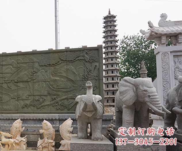 公園動(dòng)物大象石雕 (2)