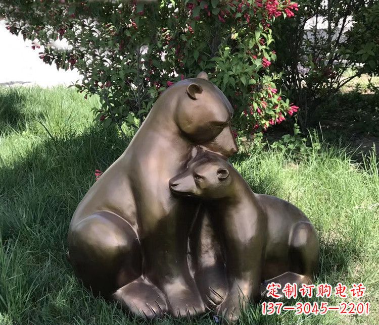 公園/動物/母子/銅雕-公園動物母子熊銅雕