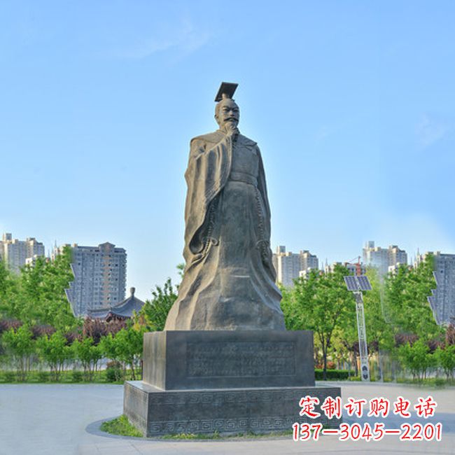 公園廣場歷史名人，青石隋文帝楊堅雕塑