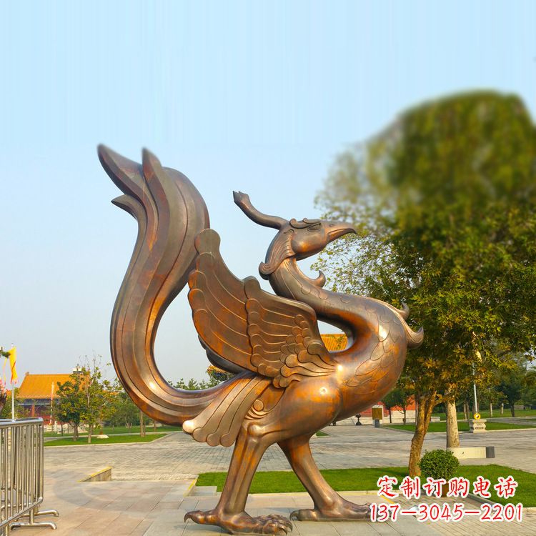 公園廣場(chǎng)四靈之朱雀純銅鑄造雕塑